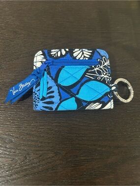 Vera Bradley Blue Floral Quilted Key Ring Card Wallet
